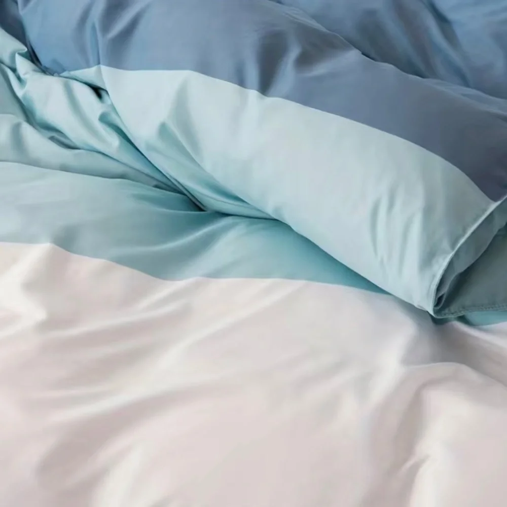 Urban Outfitters Twin Duvet Cover Set Blue Colorblock Bedding Single Bed NEW